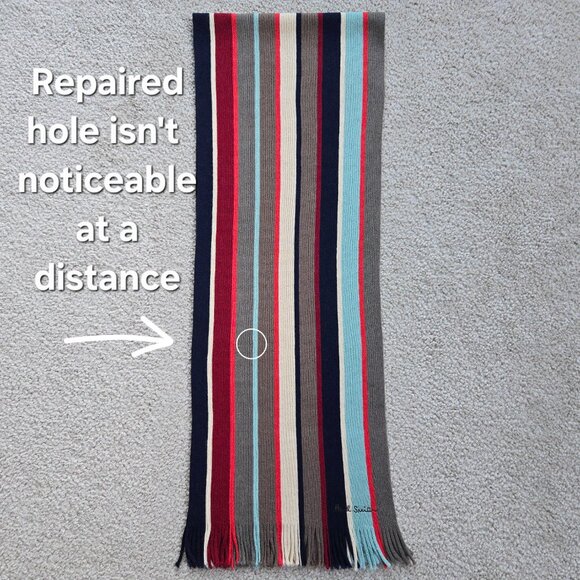 Paul Smith 100% Wool Striped Scarf TINY FLAW - Picture 4 of 12